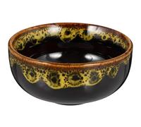 NIYANGLE Piatto per Amanti della Calligrafia e Studenti Bordi Lisci D'acqua in Ceramica Tondo Giallo Multiuso Porta Pennelli per Calligrafia Funzionale ed Elegante