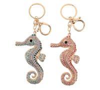 NIYANGLE Portachiavi con ciondolo a forma di cavalluccio marino, 2 pezzi: ciondolo a forma di animale per borse, zaini, borsette - Accessori per borse oceaniche - Ornamento portachiavi con cartone