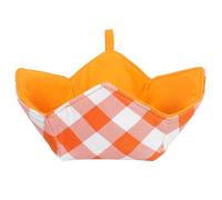 NIYANGLE Presine per Ciotole da Microonde in Cotone Resistente Scaldaciotole per Zuppa e Riso Portaciotole Calde Design a Quadri Arancione per Uso Sicuro in Cucina e Tavola