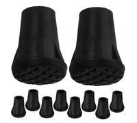 NIYANGLE Protettori Per Punta Bastoni Da Trekking e Stampelle Antiusura in Gomma Nera, Set Da 10 Pezzi Copertura Antiscivolo Per Escursionismo e Attività Outdoor