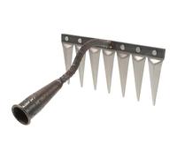 NIYANGLE Rastrello a Mano per Giardinaggio 7 Denti in Acciaio Resistente, Piccolo Rastrello per Allentare Terreno e Diserbo, Utensile Manuale per Cura Prato e Orto, Strumento Pratico