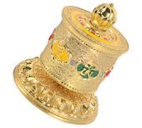 NIYANGLE Ruota di Preghiera Tibetana in Ottone Color Oro per Decorazione Auto e Hotel, Ornamento Elegante Simbolo di Fortuna e Design Unico