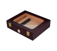 NIYANGLE Scatola espositiva per sigari in legno con coperchio in vetro, scatola umidificatrice, custodia in legno, cassetto per accessori da viaggio per sigari, marrone