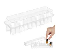 NIYANGLE Scatola Porta Fiale Trasparente in Plastica Resistente 3ml da 24 Posti Griglia per Microprovette, Cassetto Organizzatore per Conservazione Oli Essenziali, Uso Laboratorio