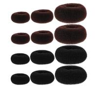 NIYANGLE Set 12 Pezzi Ciambelle per Chignon Chioma Donna e Bambina Anelli per Chignon Elastici Resistenti Colori Nero e Caffè Misure Medie Grandi e Extra Large Accessori per