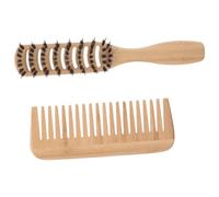 NIYANGLE Set 2 Pz Pettine in Bambù Setole di Cinghiale, Design a Denti Larghi per Districare e Ridurre Trazione e Danni, per Uso Domestico e Cura Chioma Famiglia