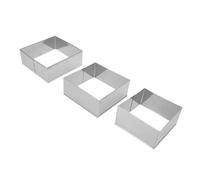 NIYANGLE Set 3 Pezzi Stampini per Biscotti in Acciaio Inossidabile Quadrati Antiruggine Facile Sformatura per Mousse e Fondant Uso Casa e Pasticceria Professionale