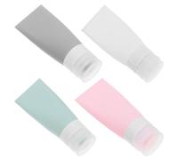 NIYANGLE Set 4 Pezzi Flaconi da Viaggio in Silicone da 60ml, Bottiglie Leggere e Riutilizzabili per Trucco e Gel Doccia, per Viaggi e Trasporto Sicuro