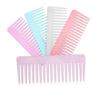 NIYANGLE Set 5 Pettini a Denti Larghi Per Chioma Ricci e Bagnati Pettini Districanti Grandi in Plastica Resistente Per Donna Per Uso Quotidiano e Acconciature