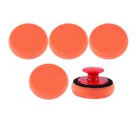 NIYANGLE Set 6 Pezzi Spugna per Lucidatura Auto con Manico Arancia, Strumenti per Ceratura e Miglioramento Graffi, Adatti per Cera e Sigillatura Veicoli