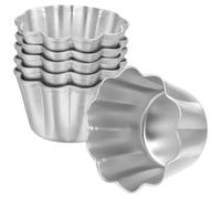 NIYANGLE Set 6 Stampi per Dolci in Alluminio Antiaderente, Pirottini per Muffin e Budino, Stampi per Crostate Lavabili in Metallo per Cottura al Forno, Teglie per Cupcake Mini per Uso