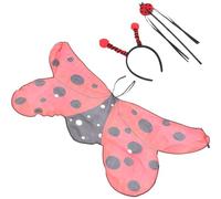 NIYANGLE Set Costume Halloween Bambina Mantello Coccinella in Poliestere Rosa e Fascia Orecchie, Accessori Riutilizzabili per Festa e Gioco di Ruolo