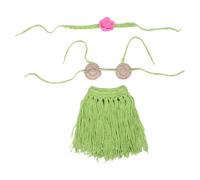NIYANGLE Set Costume Luau Ragazzo Ragazza con Gonna Paglia Sintetica e Cerchietto Abiti per Servizio Fotografico Neonata Morbidi Acrilico Accessori Fotografici per Ragazzo Ragazza per