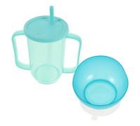 NIYANGLE Set da 2 Tazze per Disfagia con Cannuccia e Ciotola Anti-Rovesciamento con Coperchio Bicchiere Doppio Manico per Anziani Costretti a Letto Ausilio per Alimentazione Liquida e