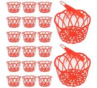 NIYANGLE Set da 20 Sacchetti Riutilizzabili in Rete Plastica Rossa per Uova con Chiusura Ventilata e Cestino Impilabile Borsa a Rete per Verdure Cipolle e Frutti di Mare per