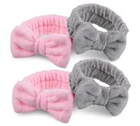 NIYANGLE Set da 4 Fasce per Viso Elastiche in Pile Fiocco, Fasce per Chioma da Spa Traspiranti, Accessori Skincare per Donne e Ragazze, Adatte per Pulizia Viso, Trucco, Sport e Yoga