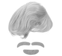 NIYANGLE Set Parrucca Bianca e Barba Finta da Professore Anziano per Cosplay e Performance, Fibra Resistente al Calore, Leggero e Confortevole per Adulti e Ragazzi