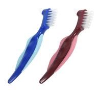 NIYANGLE Spazzolino per Dentiere Doppia Testina 2 Pezzi Piccolo Spazzolino da Denti per Protesi Dentaria Design Ergonomico per Pulizia e Uso Pratico in Viaggio