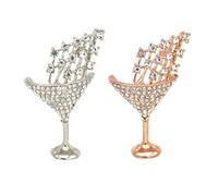 NIYANGLE Spille a Forma di Bicchiere Cocktail 2 Pezzi in Lega Strass per Bomboniere e Accessori Party Eleganti per Feste e Regali Donna Colore Casuale