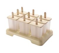 NIYANGLE Stampi per Ghiaccioli Fai da Te in Plastica Bastoncini in Legno Set da 9 Pezzi Color Beige per Preparazioni di Gelato Fatto in Casa nella Stagione Calda