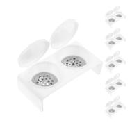 NIYANGLE Tazza per Lavare Pennelli Unghie Doppia con Coperchio, Contenitore per Detergente Acrilico Multi-liquido, Set Portapenne Manicure Portatile per Nail Art, 6 Pezzi