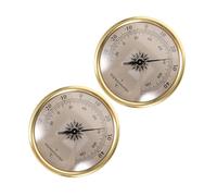 NIYANGLE Termometro Analogico da Parete Rotondo in Metallo 2 Pezzi, Indicatore di Temperatura Interno ed Esterno Quadrante Meteorologico, Decorativo per Giardino, Serra, Auto e Casa