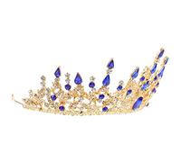NIYANGLE tiara accessori per da sposa per le donne addio al nubilato arredamento corone Testamento del matrimonio copricapo da sposa accessorio in stile barocco strass Blu