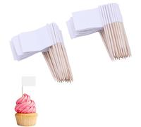 NIYATA 100 bandiere Kraft Cure Denti, Mini etichette, bandiera degli stuzzicadenti, etichetta formaggio per la festa di matrimonio (bianco)