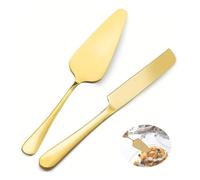 NIYATA 2 pezzi pala da torta spatola per torte, taglio torta, pasticceria titanio oro, set di coltelli da torta in acciaio inossidabile, ideale per matrimonio e festa e compleanno