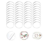 NIYATA 40 dischi acrilici rotondi trasparenti 5 cm, acrilici rotondi con fori, vergini acrilici, ideali per cornici fotografiche, decorazioni murali e fai da te