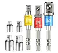 NIYATA Adattatore Cricchetto,Adattatore 3/8 1/2 1/4, 3 Socket Extension Adattatore,4 Adattatori Riduttori,1/2 Esagonale Per Chiave A Presa,Dado