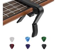 NIYATA Set di 7 capotasto chitarra classica con mediatore chitarra, capotasto chitarra elettrica, funziona con chitarre, classiche ed elettriche, così come con l'ukule(nero)