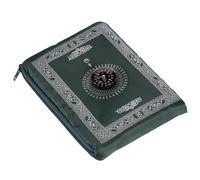 NIYATA Tappeto da preghiera tascabile musulmano, tappeto da preghiera musulmano da viaggio, 100 x 60 cm, verde scuro, con bussola e borsa, tappeto da preghiera islamico, tappeto da preghiera verde