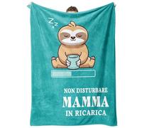 Niyewsor Regalo Mamma Compleanno, Regalo per Mamma Coperta, Natale Regali per la Mamma da Figlia e Figlio, Bradipo Coperta Flanella 130 x 150cm, Verde