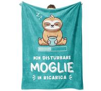 Niyewsor Regalo Moglie, Flanella Bradipo Coperta per Moglie 130 x 150cm | Regalo Compleanno Anniversario dal Marito, Festa della Mamma Natale Regali per Moglie Lei