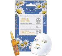 Niyok Maschera in tessuto lenitiva per pelli sensibili con camomilla & ceramidi « Calm & Smooth » | Maschera viso in fibra vegetale compostabile | Vegan | COSMOS NATURAL | Made in Germany