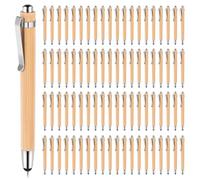 NIZEAMI 80 penne a sfera con punta stilo per touch screen, penna a sfera retrattile in bambù, 1 mm, inchiostro nero, penne regalo per scrittura scolastica e ufficio