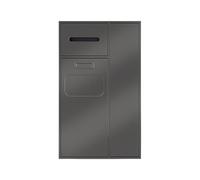 Nizer da bagno a parete in acciaio inox con bidone della spazzatura, soluzione per riporre oggetti a due ripiani, per casa e hotel, design salvaspazio in bianco e grigio (67 x 30 x 14 cm/67 x 40 x 14