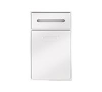 Nizer da bagno a parete in acciaio inox con bidone della spazzatura, soluzione per riporre oggetti a due ripiani, per casa e hotel, finitura bianca, 67 x 30 x 14 cm e 50 x 30 x 14 cm