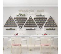 Nizer - Espositore da parete triangolare a 5 ripiani, salvaspazio, per uso domestico e salone, soluzione elegante e funzionale per nail art