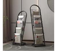Nizer - Porta brochure da pavimento, 4/5 ripiani, espositore in metallo per fogli singoli, per riviste e giornali, ideale per fiere, uffici ed esposizioni (nero, 33 x 33 x 98 cm)