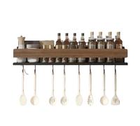 Nizer, portaspezie da parete in legno di pino, mensola da cucina per ante di armadi, contiene barattoli e contenitori per spezie (50 cm), perfetto per riporre e decorare la cucina