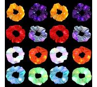 Nizirioo 16 elastici per capelli a LED: brillante scrunchie elastico, 3 modalità di luce, set di scrunchies luminosi, per donne, ragazze, copricapo al neon, Capodanno, feste, accessori per capelli a