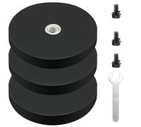 Nizirioo 3 magneti al neodimio gommati grandi magneti forti Ø 88 mm con filettatura esterna M6 e piccola chiave esagonale, forza adesiva 30 kg, magnete avvitabile per viti occhiello o gancio