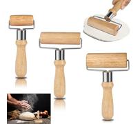 Nizirioo 3 mattarelli in legno: grande, medio e piccolo, rullo per pizza per torte, accessori da forno tortilla fondant (3 misure)