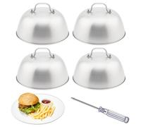 Nizirioo 4 Pezzi Cappe Per Hamburger, Campane Per Hamburger, Coperture Per Hamburger, 16cm*7cm Copri Hamburger In Acciaio Inox Per Cucinare Hamburger, Barbecue, Pancetta Viene Fornito Con 1 Cacciavite