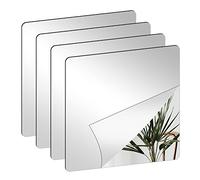 Nizirioo 4 Pezzi Specchi Adesivi da Parete 20 X 20cm Sicuro Quadrato Specchio Non in Vetro Specchio per Armadio, Muro, Specchio Acrilico Adesivo per Decorativi Murali Casa