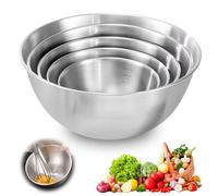 Nizirioo 5 ciotole in acciaio inox, per insalata, in acciaio inox, per la cucina, 1 l, 2 l, 2,5 l, 3,5 l, in acciaio inox, salvaspazio