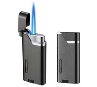 Nizirioo Accendino Antivento Jet: Confezione da 2 Storm Lighter Jet Flame Nero Ricaricabile a Gas per Cucina, BBQ, Campeggio (Senza Gas)