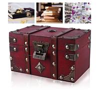 Nizirioo Baule del tesoro in legno vintage Cassapanca in legno Scrigno del tesoro (B)